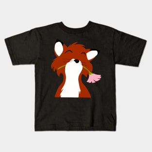 Fox holding a flower Kids T-Shirt